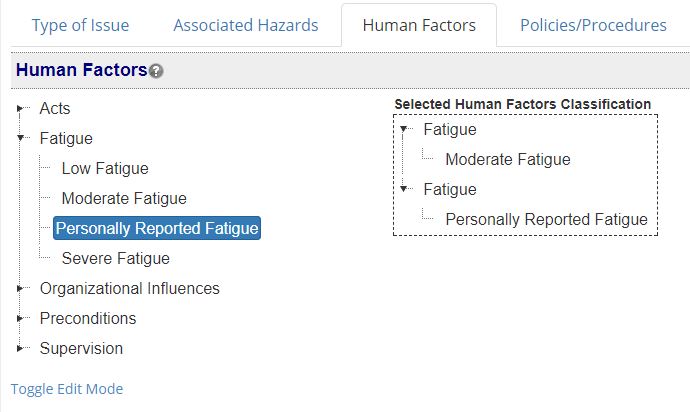 Fatigue classifications example