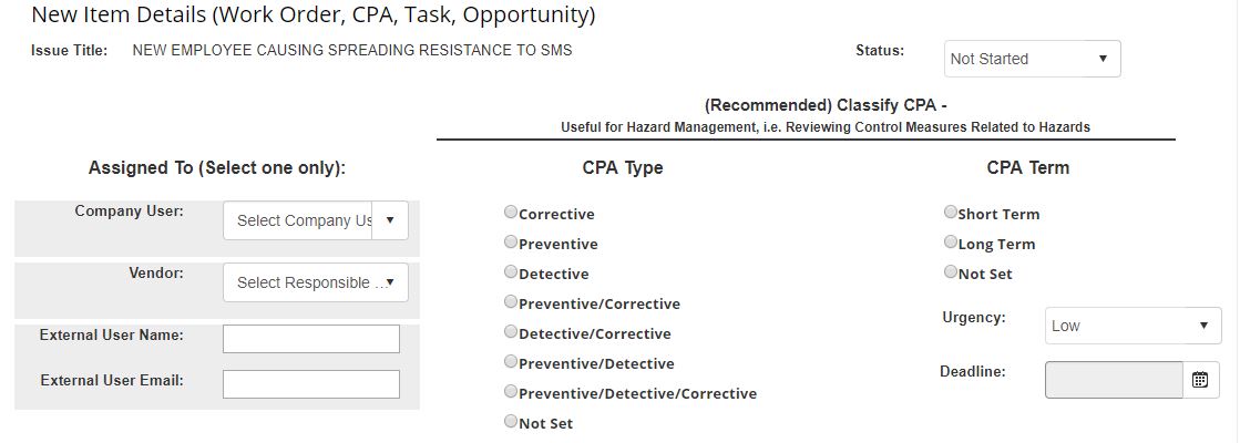 Create corrective actions