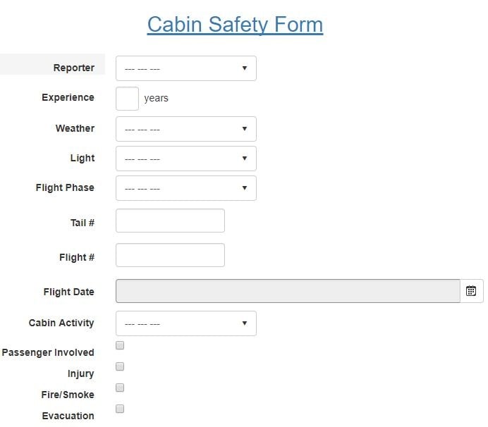 Cabin safety form aviation SMS